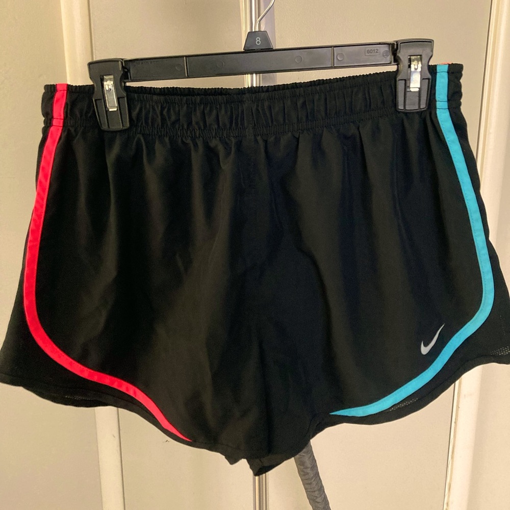 Black multi-color NIKE DriFit Shorts, LARGE